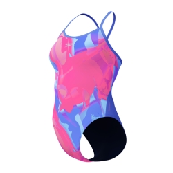 Speedo Eco+ Placem Dig Turnback pink-blue