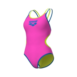 Arena W One Double Cross Back One Piece pink-blue river