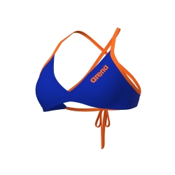 Arena W Team Swim Top Tie Back Solid neon blue-team orange