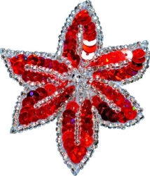 Haarspeld bloem rood-zilver