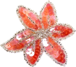 Haarspeld bloem roze-oranje-zilver