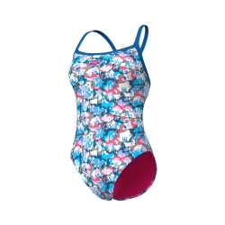 Arena W Multi Camo swimsuit challenge back blue river-white