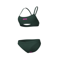 Arena W Bikini Bandeau Solid dark sage-shocking pink