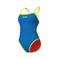 Arena W Solid Rev Swimsuit Challenge Back blue-coral-lime