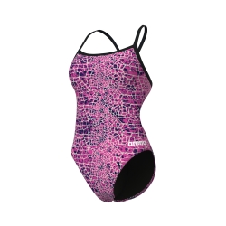 Arena W Snakeskin Swimsuit Challenge Back black-pink