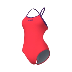 Arena W Swimsuit Tie Back Solid bright-coral-plum
