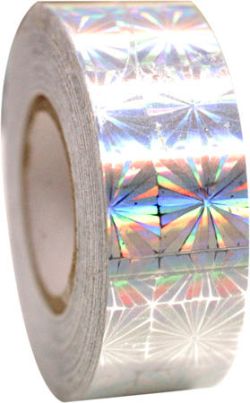 Glittertape 11m zilver bloem